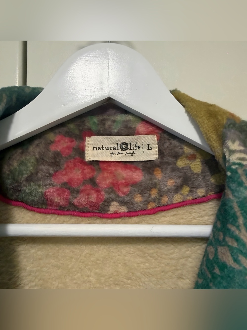 NATURAL LIFE COZY BLANKET ROBE- “Patchwork Love Print” - Picture 4 of 6